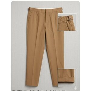 Riley & Rae Brown Flat Front Trousers Side Tab Adjustable Waist Tapered Pants 10